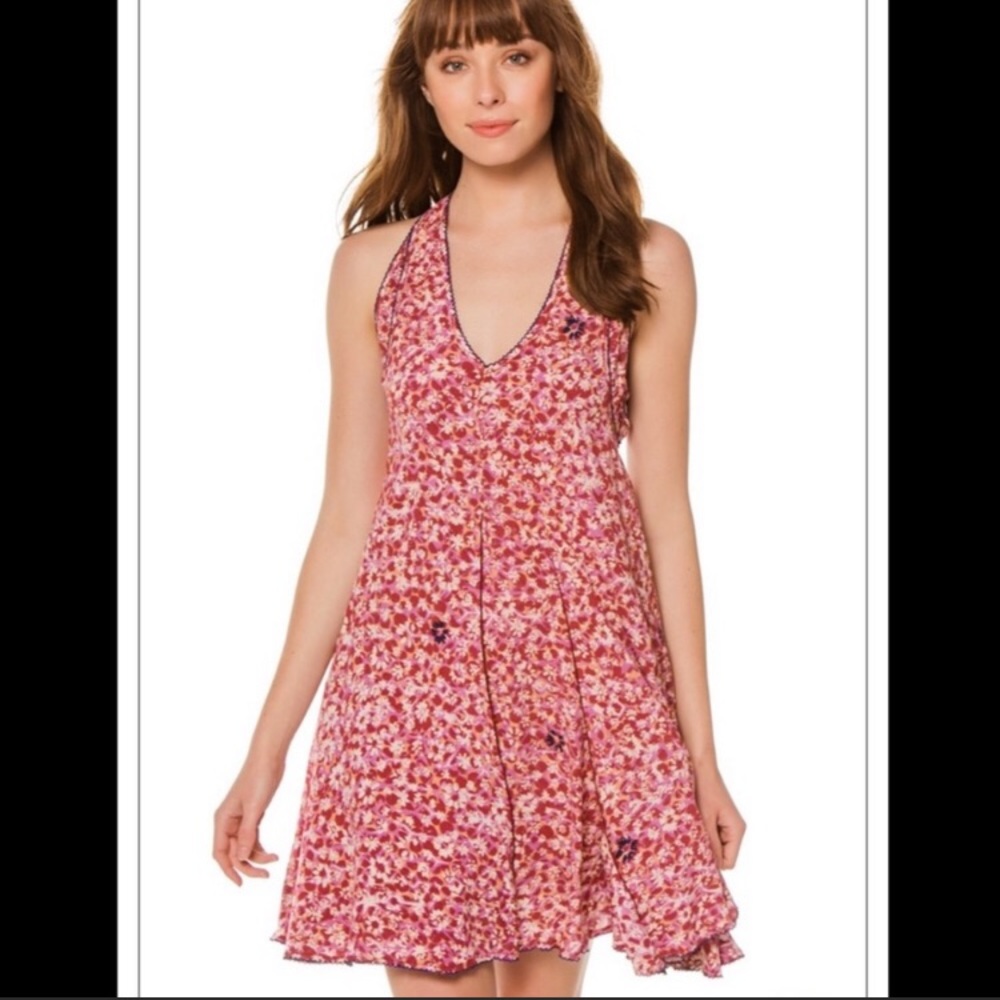 Poupette St Barth Pink Floral midi dress